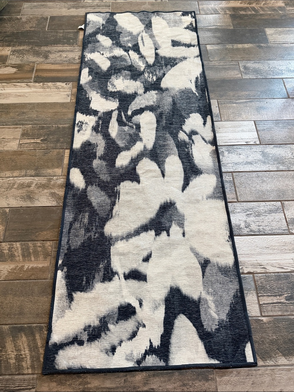 Ruggable Black & White Floral Runner Rug